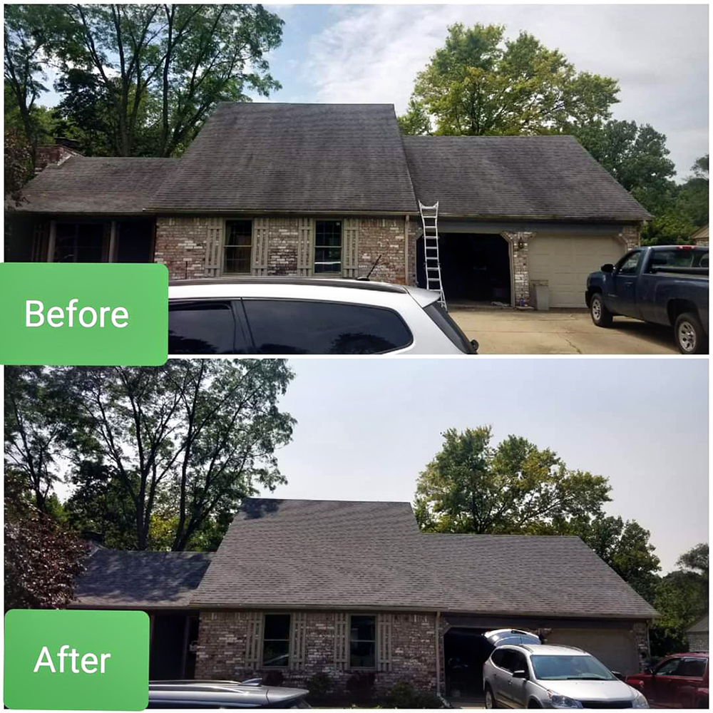 Soft washing a roof